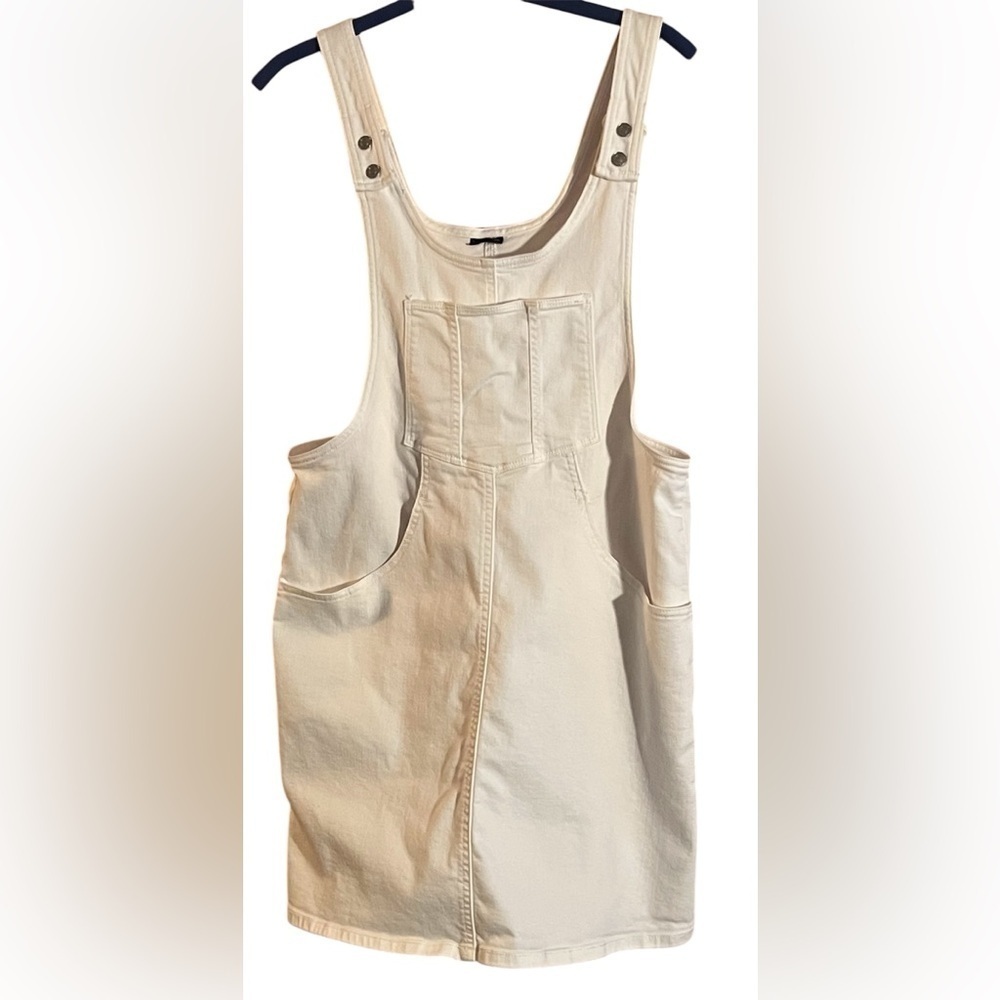 American Eagle Large Denim Super Stretch Skirtall White Skirt Bib Overall Dress